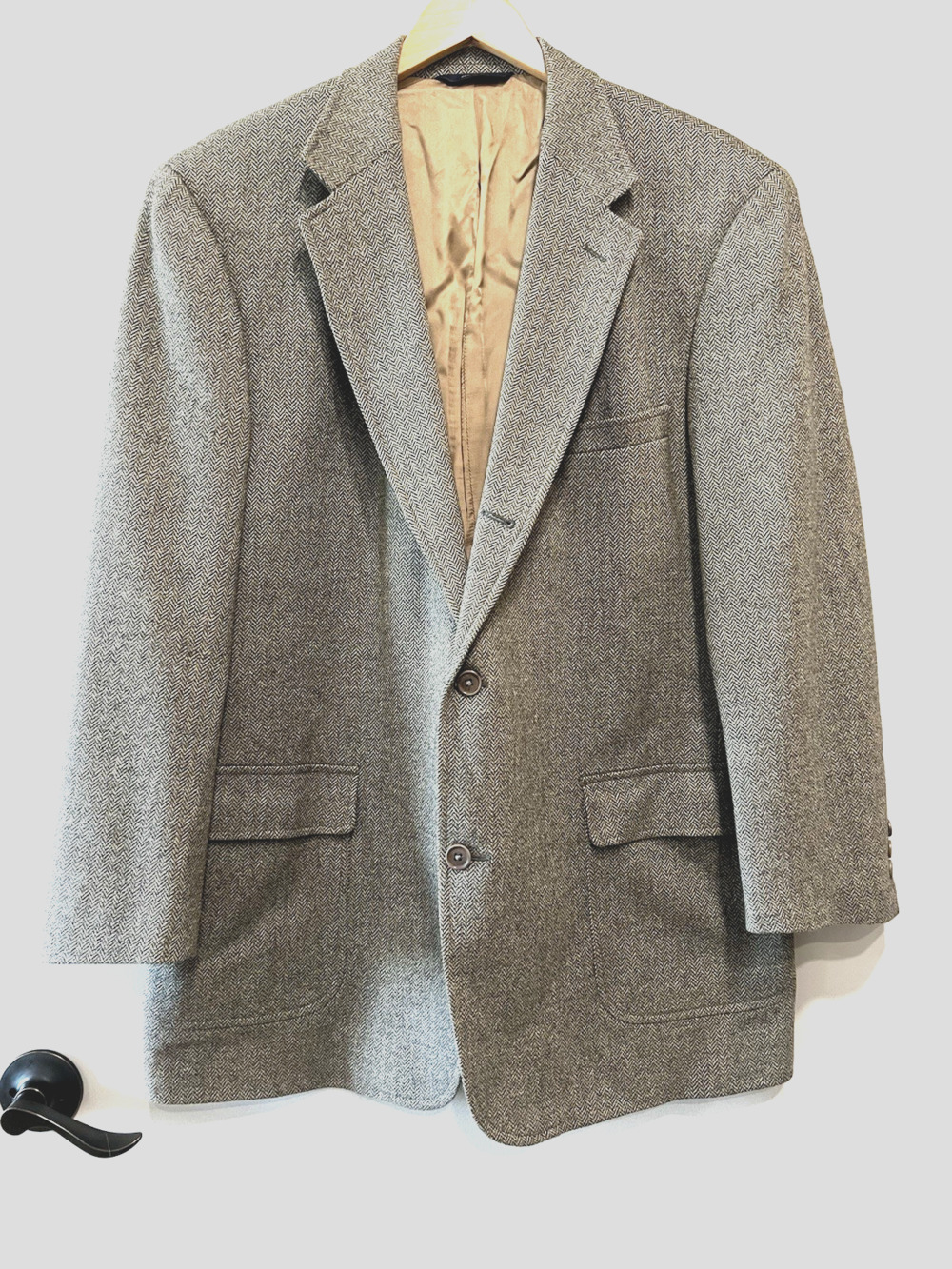 Brooks Brothers Blazer Jacket Lambswool Herringbone Italy Tan Classic size-45